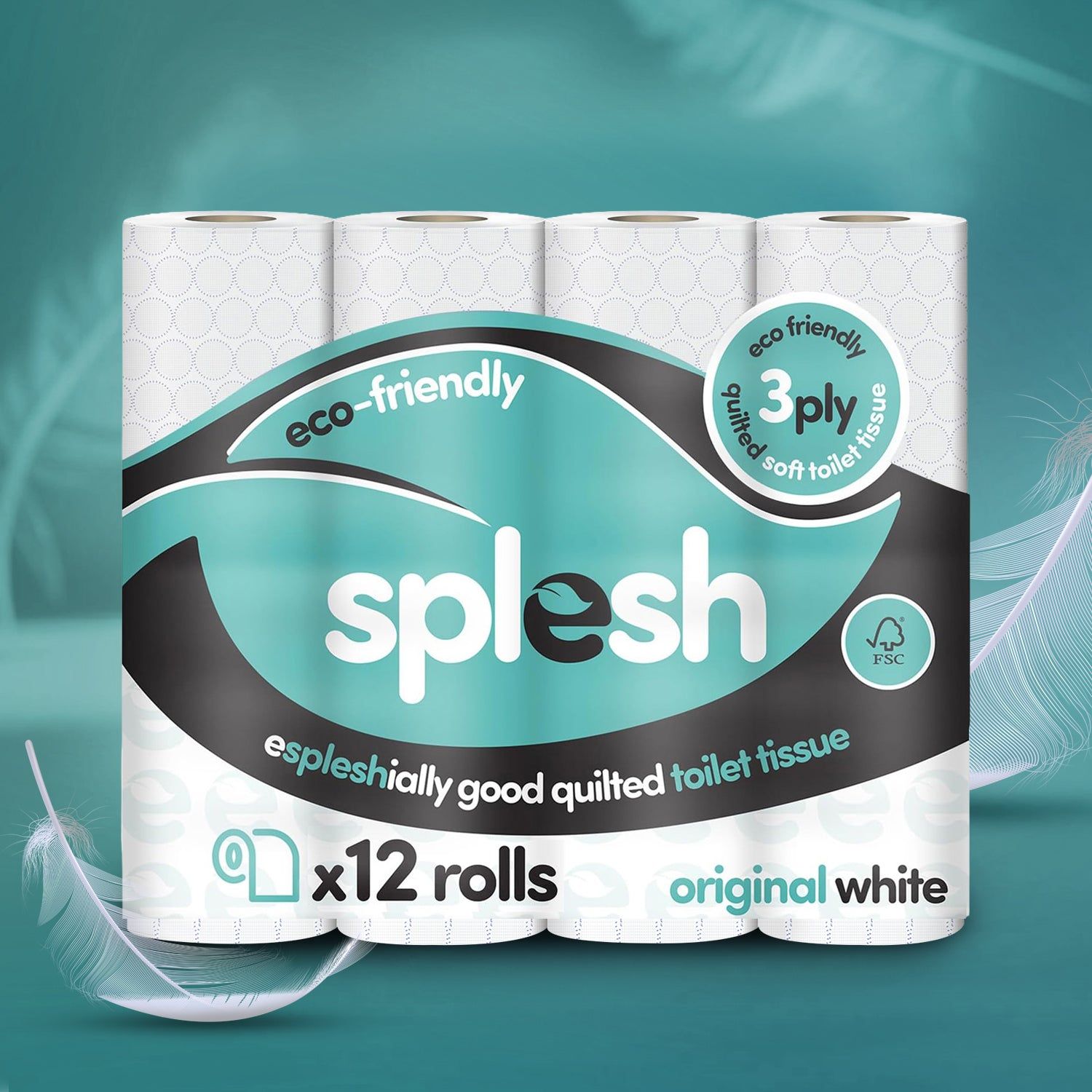 12 Rols - Toilet Roll Soft & Quilted 3-Ply Original White