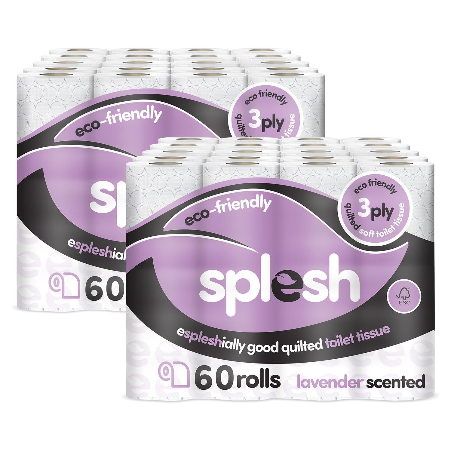 120 Rolls Splesh Toilet Roll Soft & Quilted 3Ply Lavender