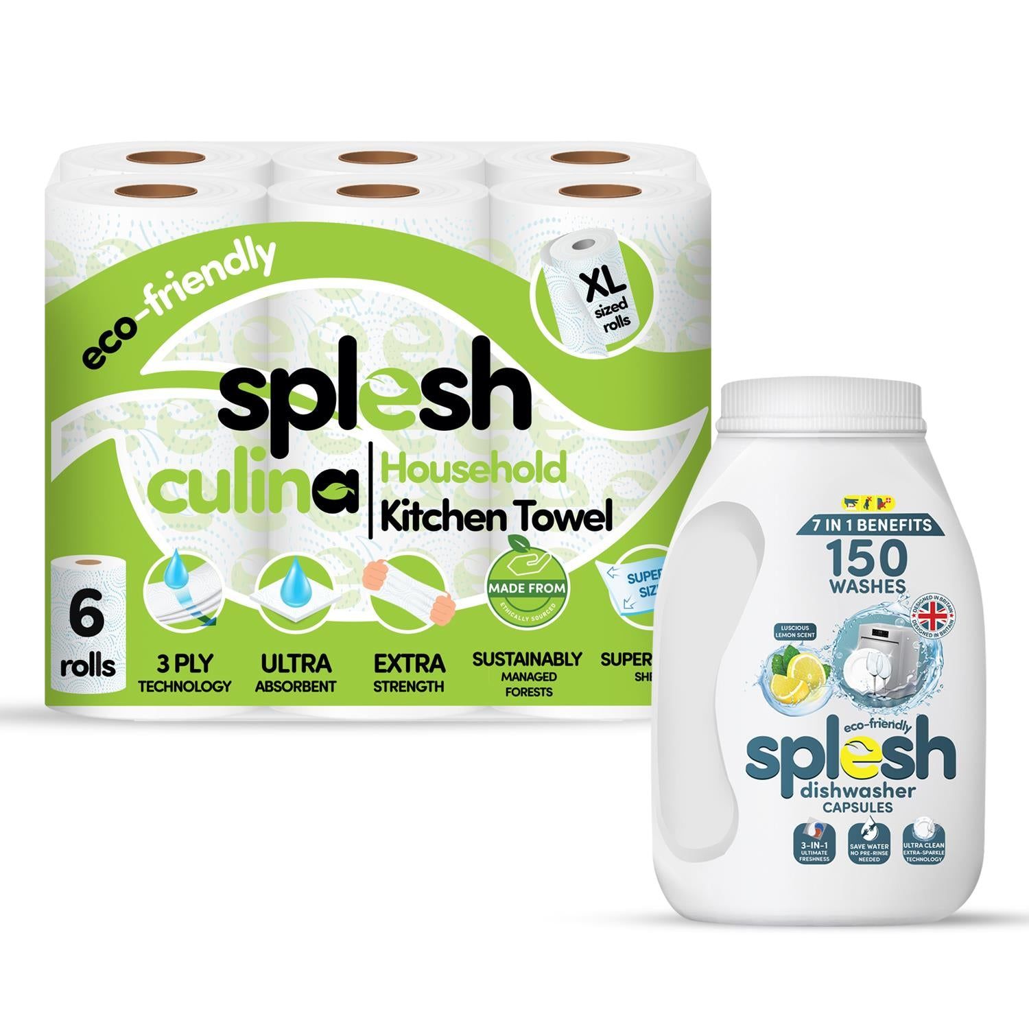 6 Rolls Splesh Culina XL Kitchen Towel 3 Ply