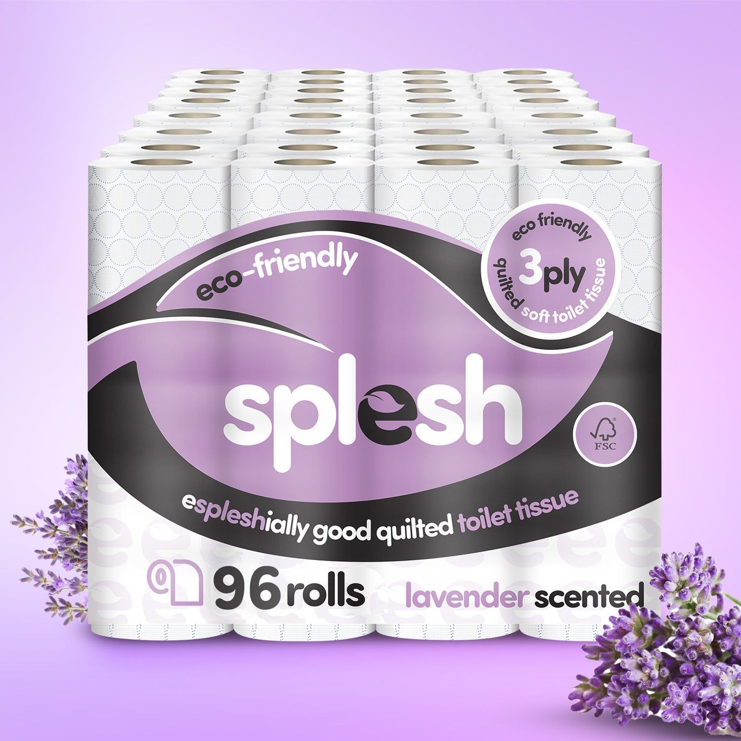 96 Lavender Quilted Toilet Rolls | Eco 3-Ply Tissue - Image 8