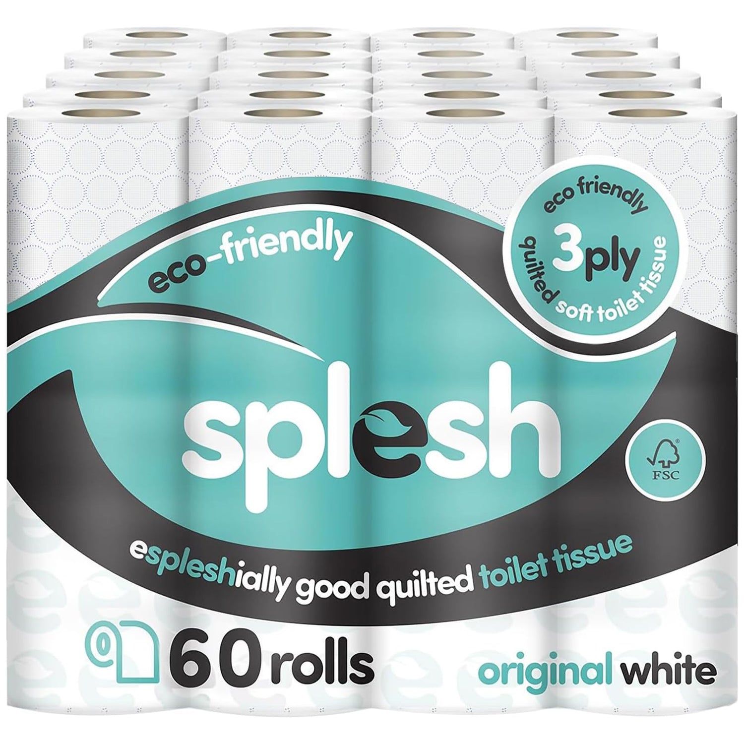 60 Rolls Splesh Quilted 3-Ply Toilet Rolls | Soft & Strong - Image 2
