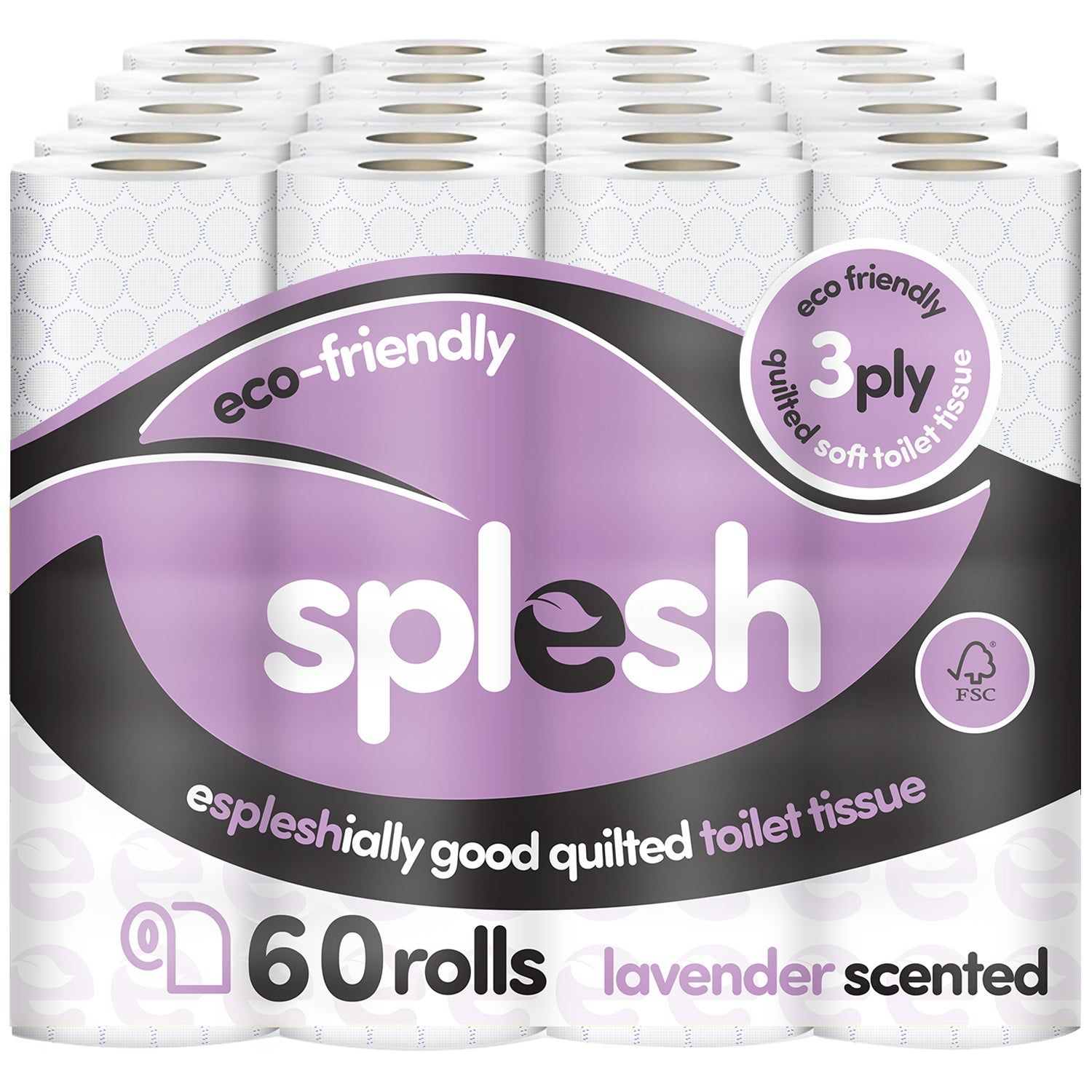 60 Rolls Cusheen Quilted 3-Ply Lavender Toilet Rolls - Image 2