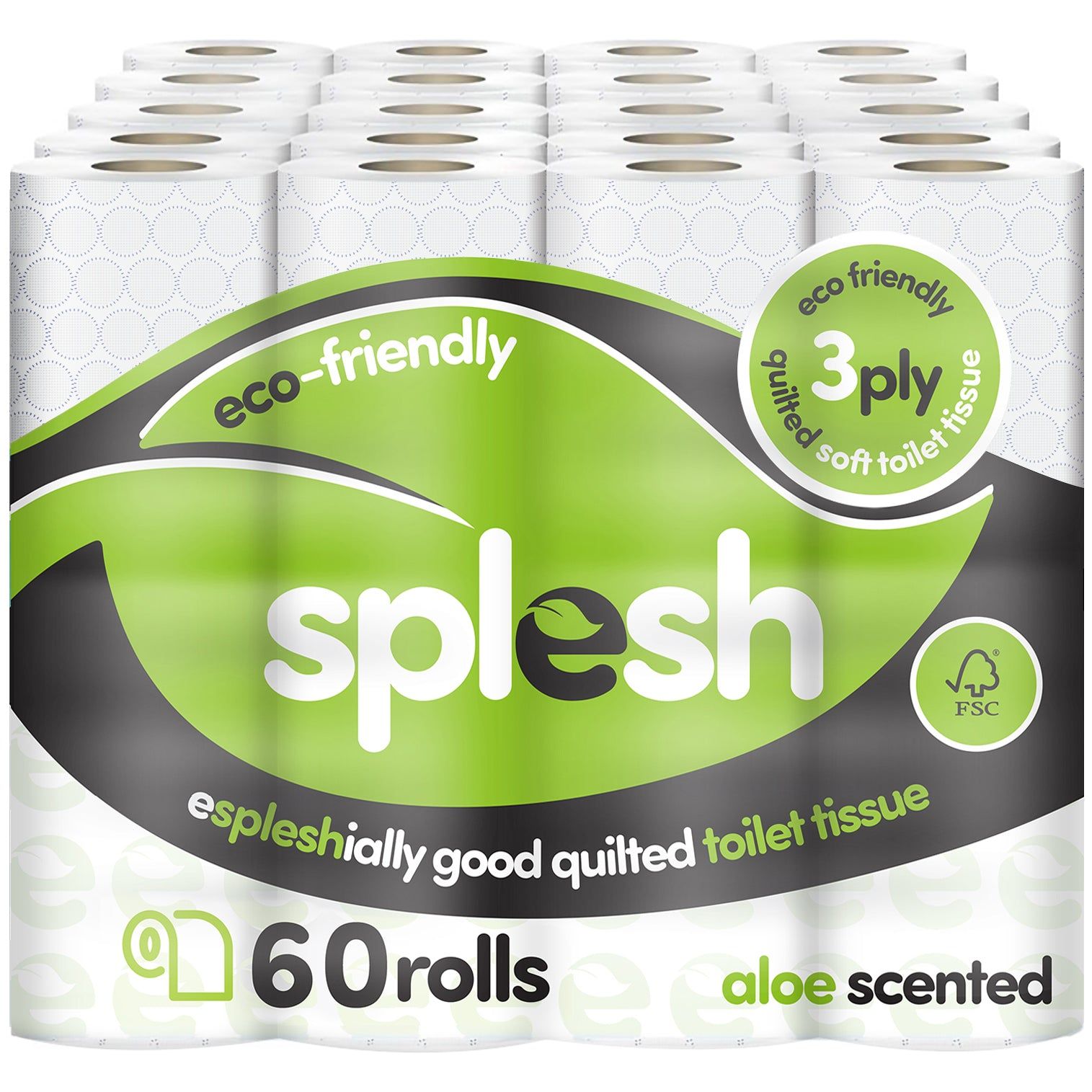 60 Rolls Splesh Toilet Roll Eco-Friendly, Soft & Quilted - Image 2