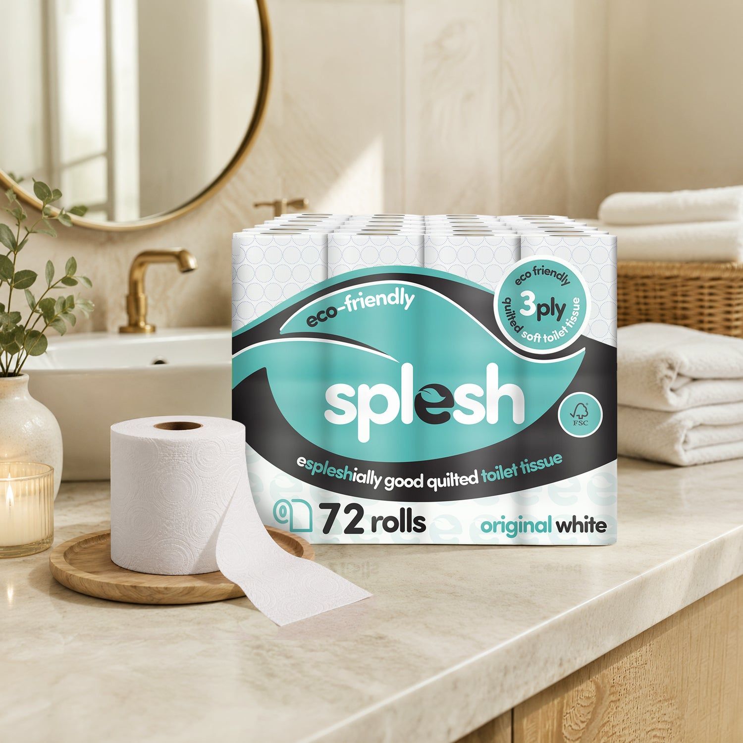 72 Rolls Splesh Toilet Roll, Soft & Quilted Eco-Friendly - Image 4