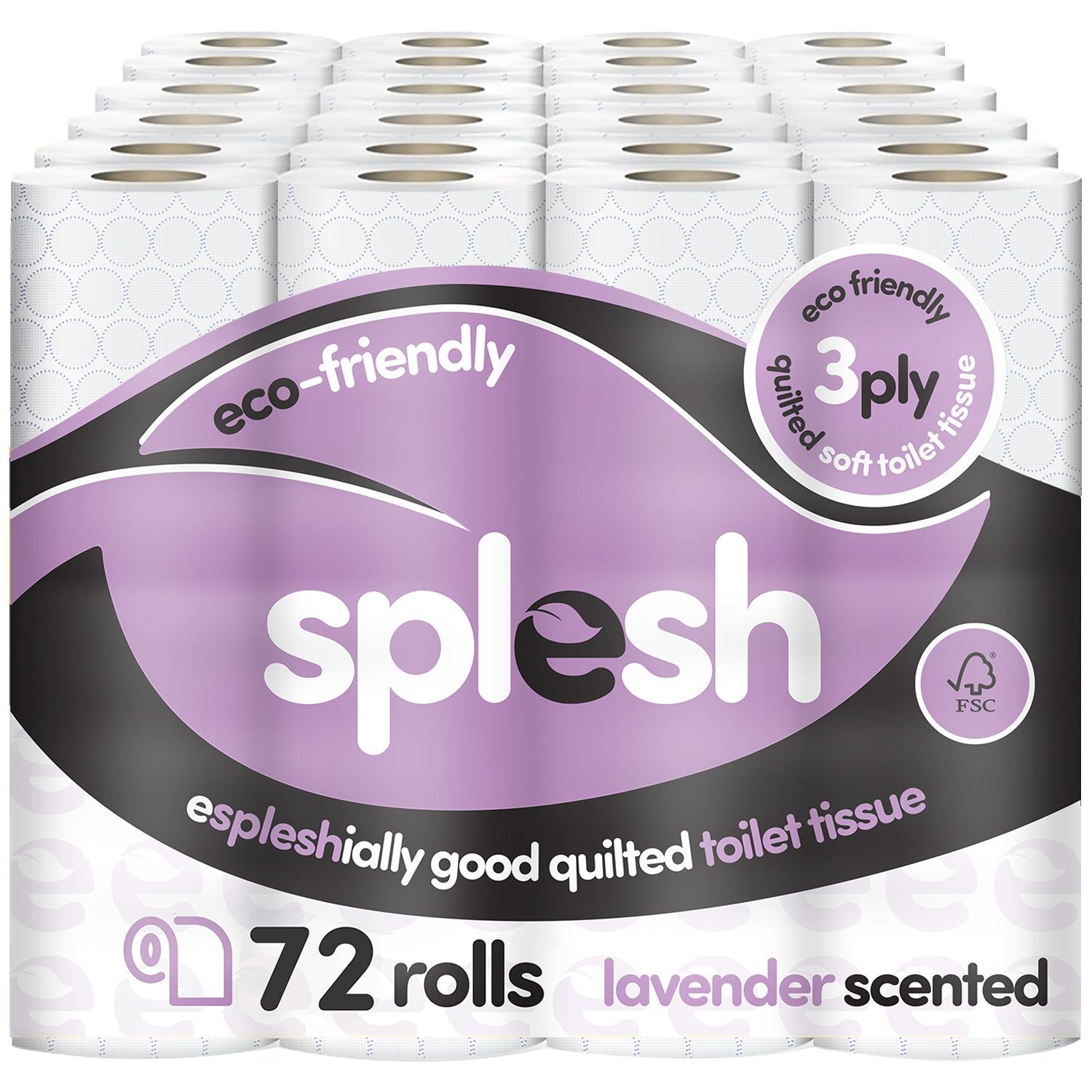 72 Lavender Scented Toilet Rolls | Eco 3-Ply Soft Tissue - Splesh - Image 2