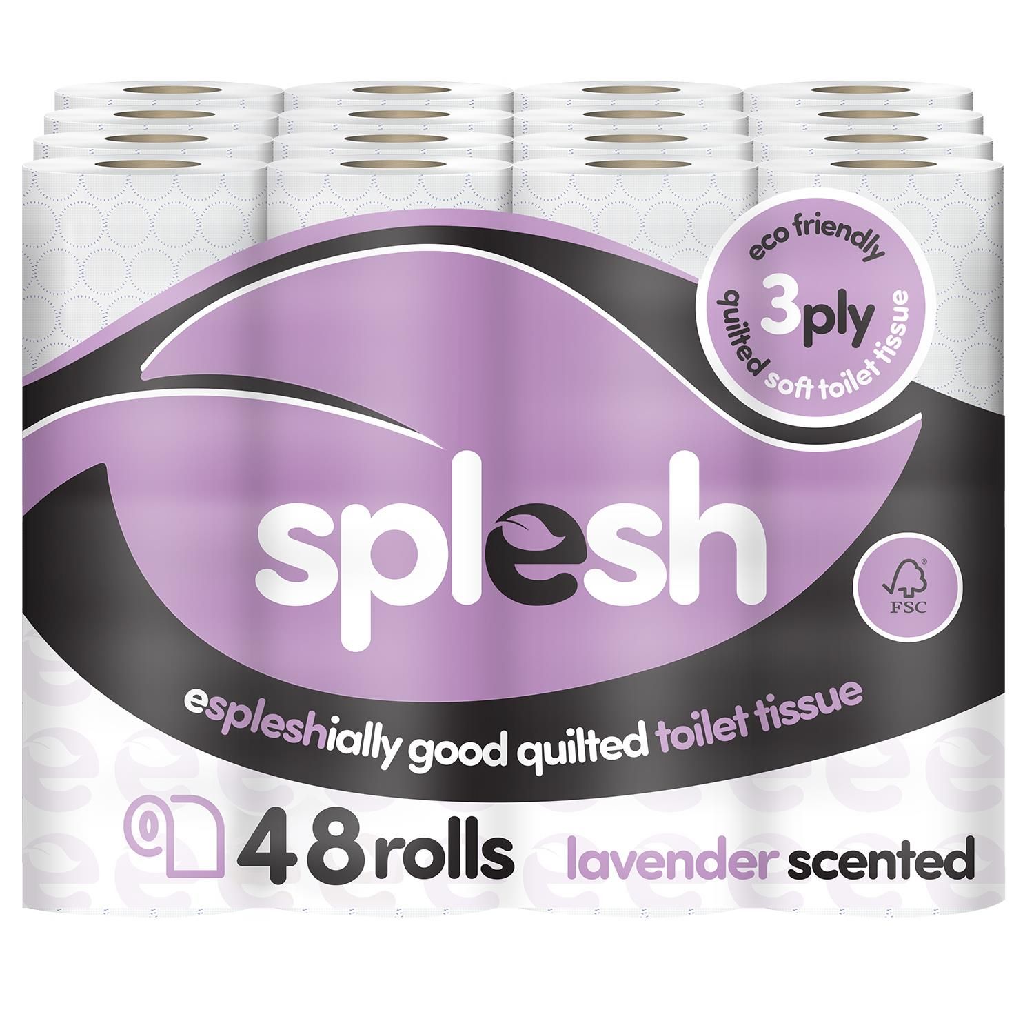 48 Rolls Splesh Soft & Quilted White, Lavender Aloe Vera Rolls - Image 3