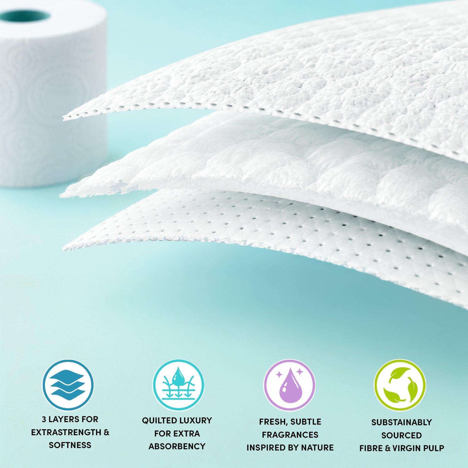12 Rols - Toilet Roll Soft & Quilted 3-Ply Original White - Image 5