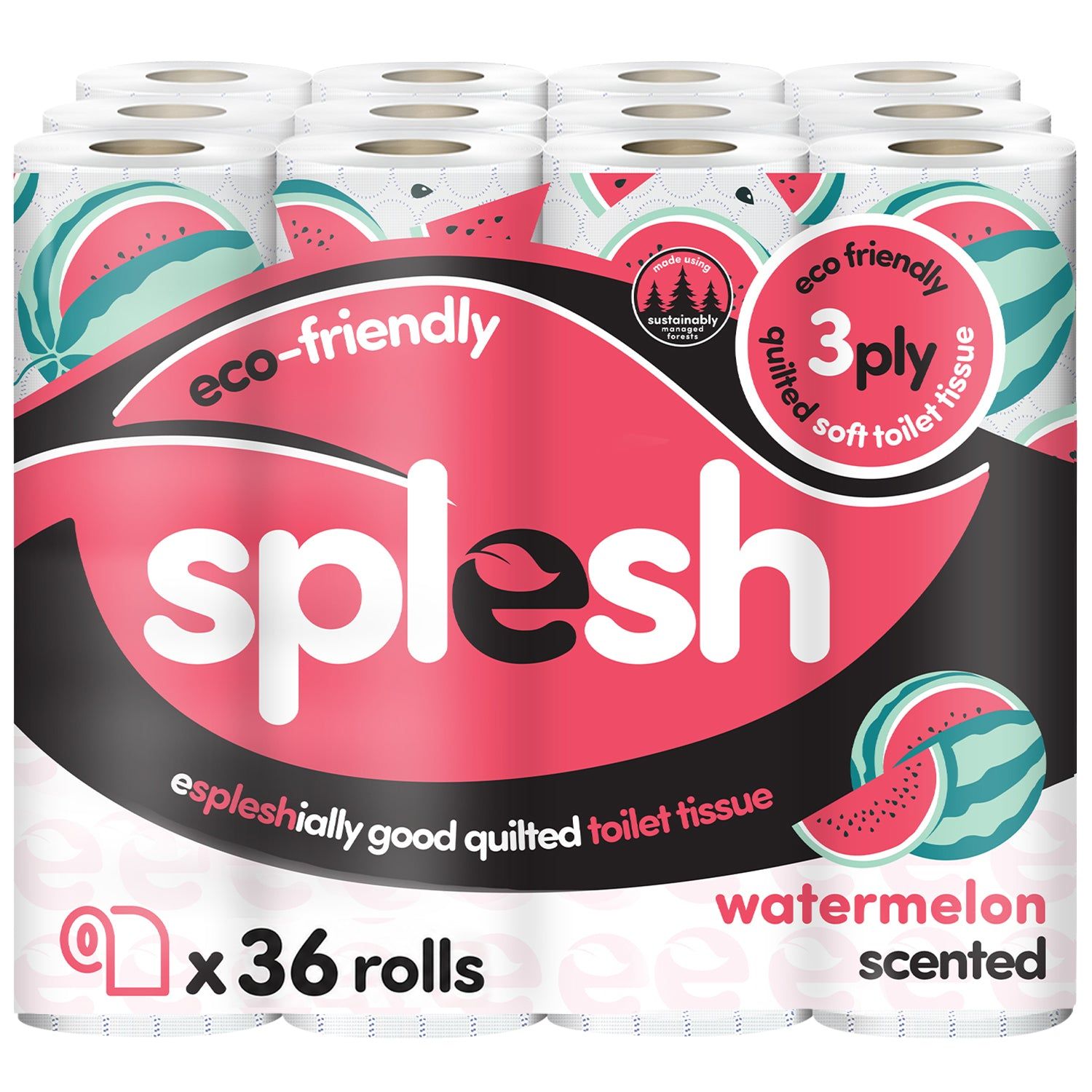 36 Watermelon Scented Toilet Rolls | 3-Ply Luxury - Image 2