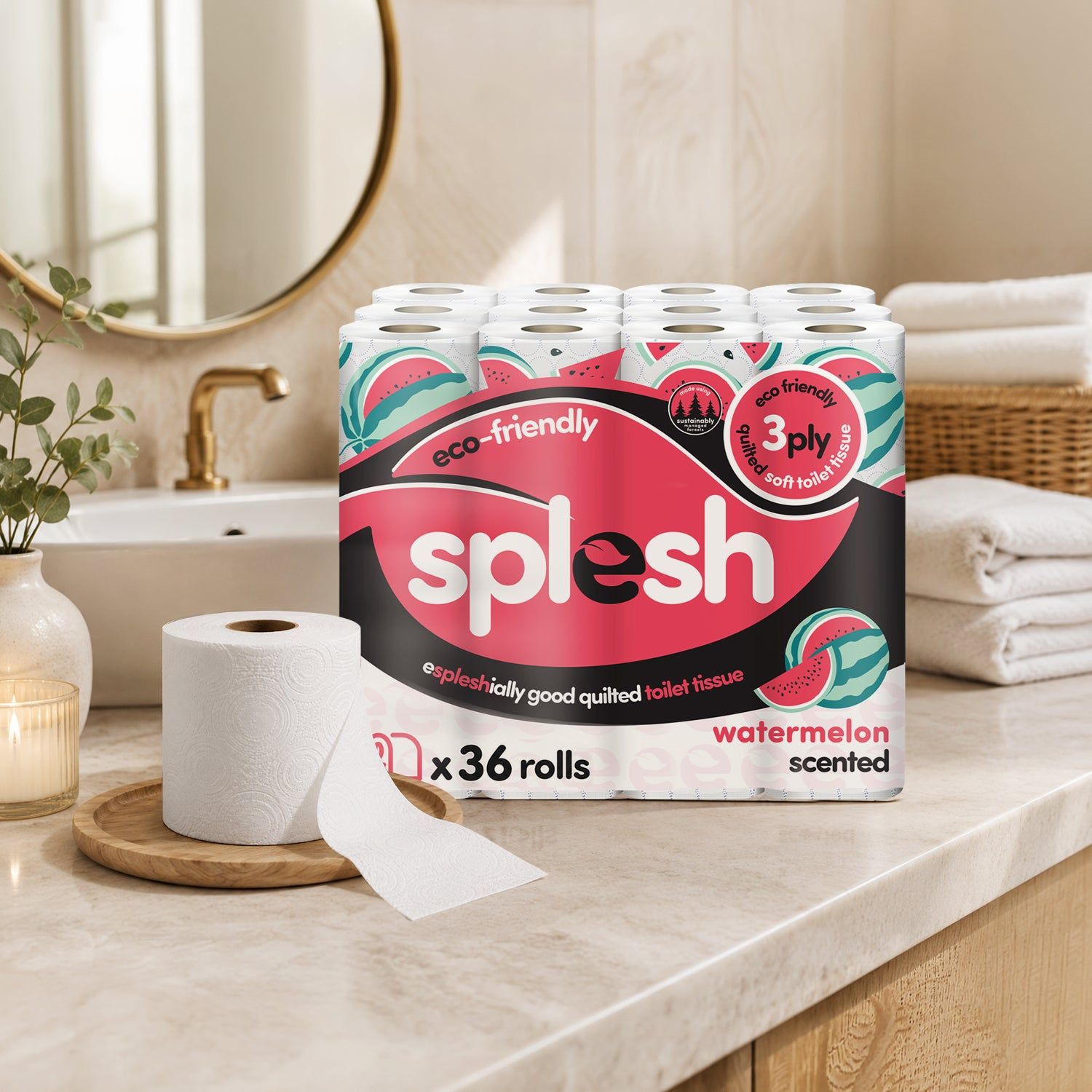 36 Watermelon Scented Toilet Rolls | 3-Ply Luxury - Image 4