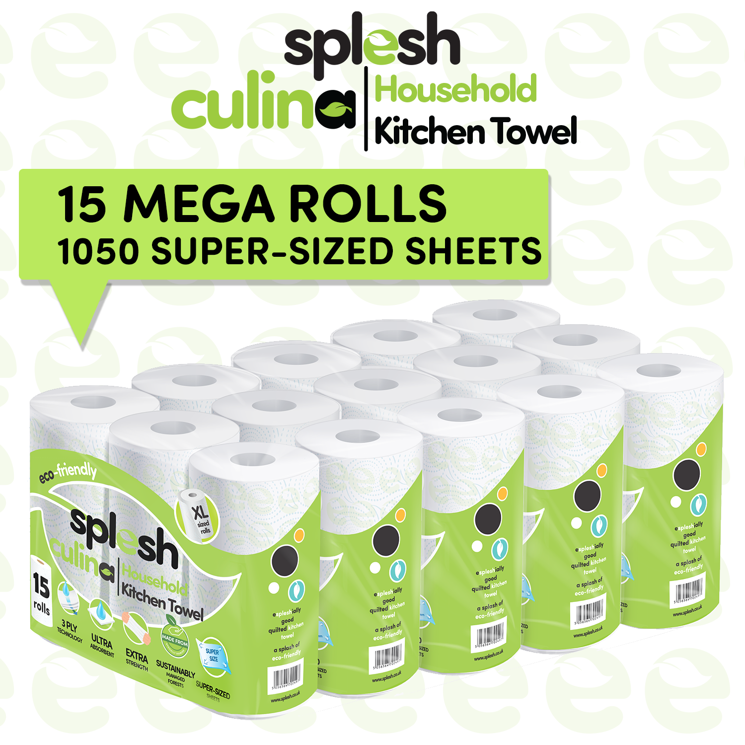 15 Rolls 3-Ply XL Kitchen Towels | Ultra Absorbent - Splesh - Image 2