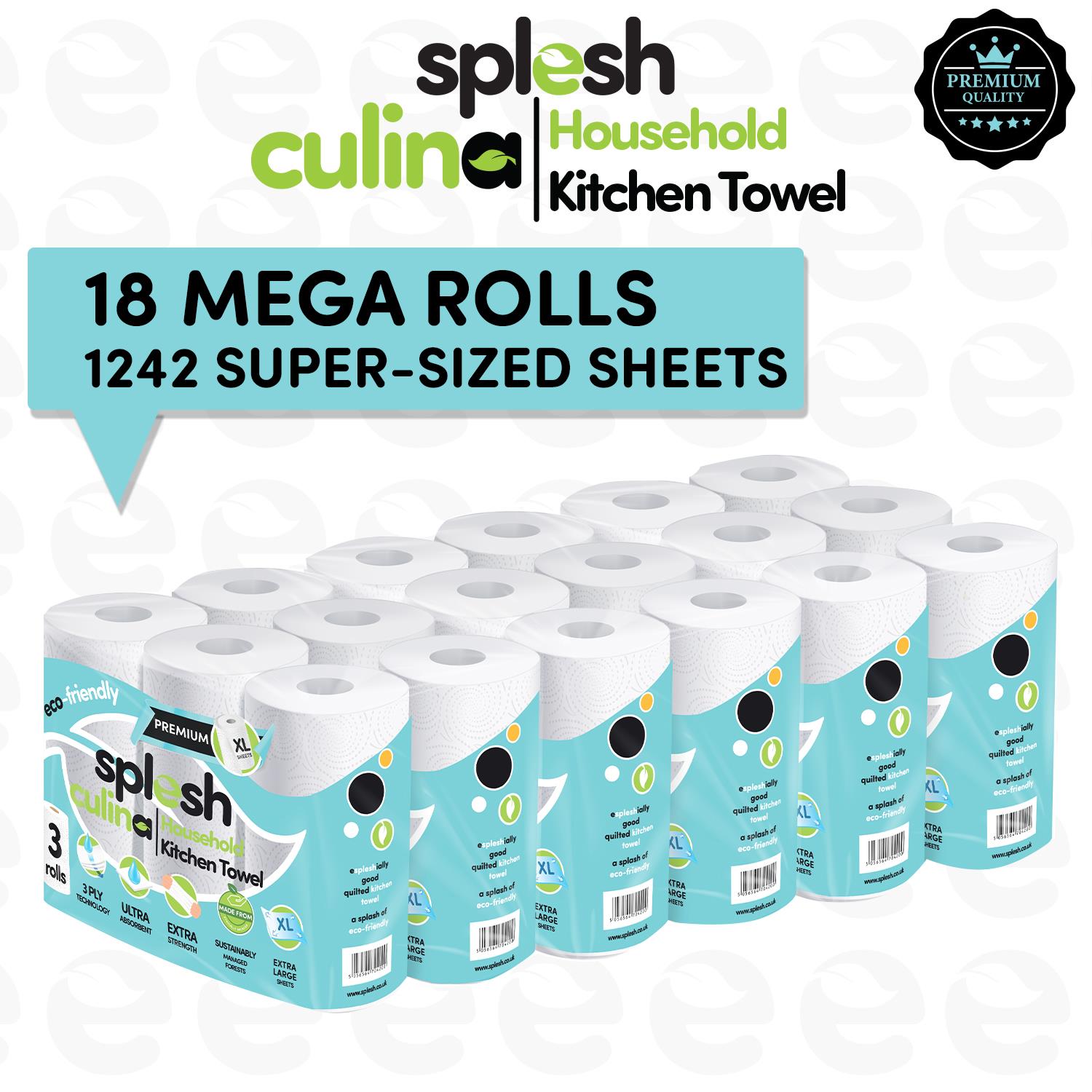 18 Rolls Splesh Culina Kitchen Towel 3 Ply Ultra Absorbent - Image 2