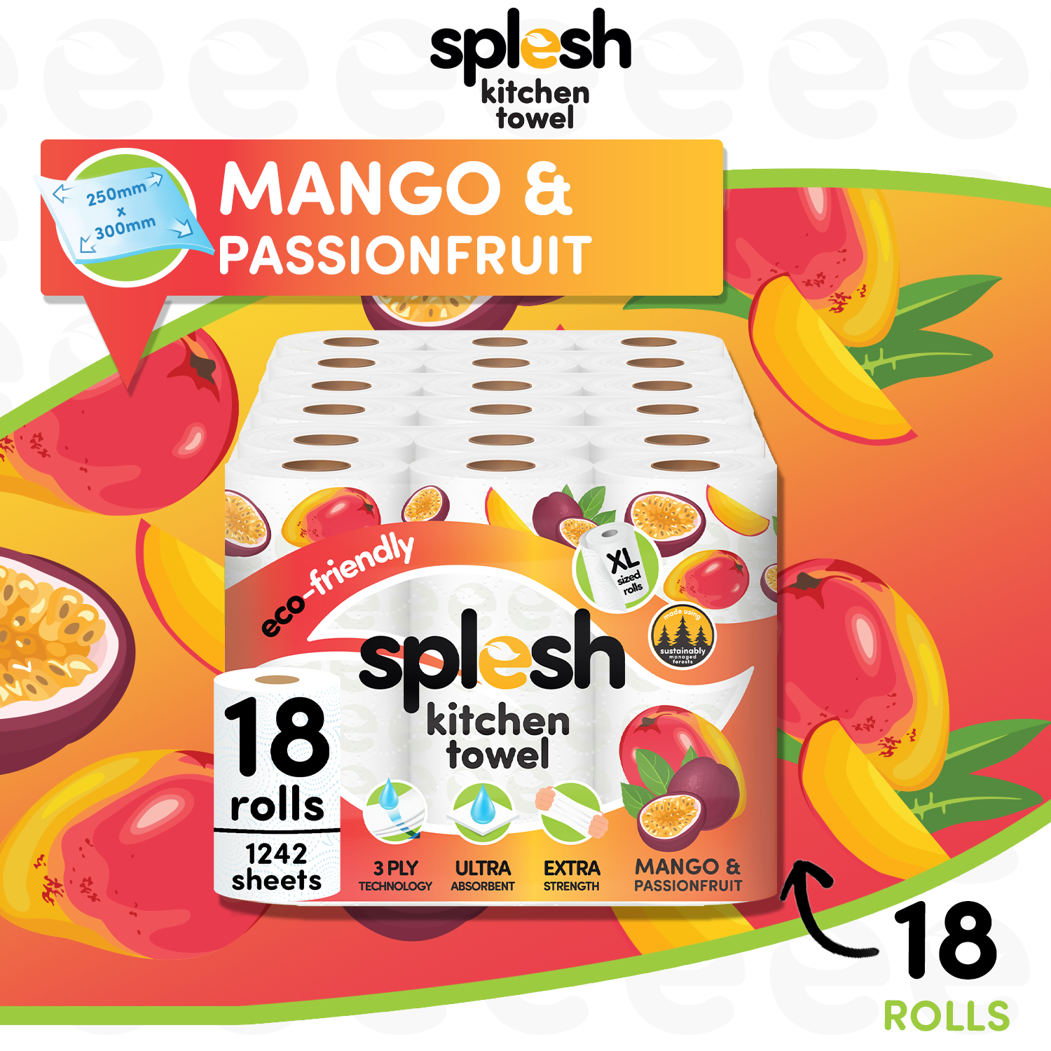 18 Rolls Culina Kitchen Towel - Mango & Passionfruit scented - Image 4