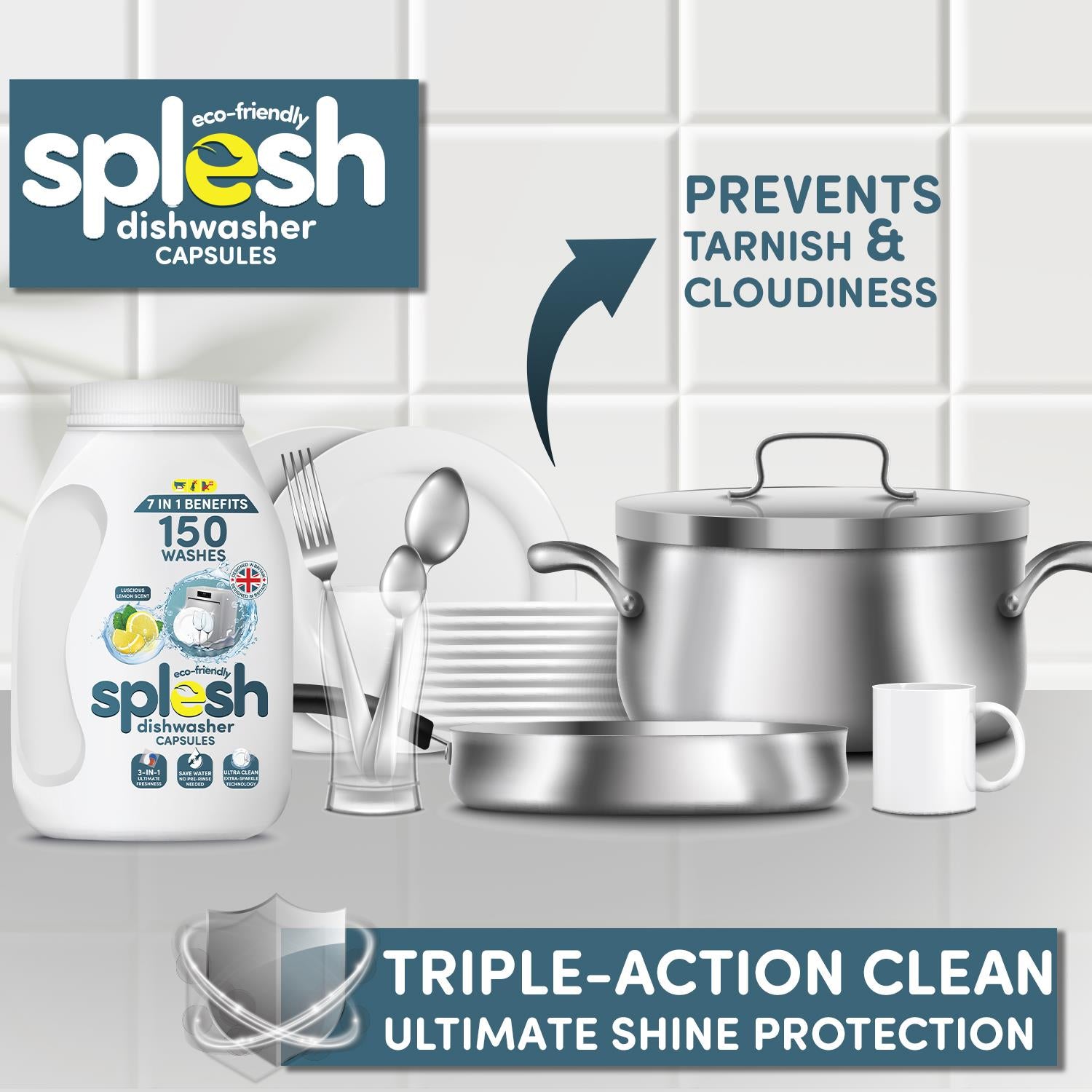 150 Dishwasher Capsules | Splesh 3 in 1 Ultimate Freshness - Image 4