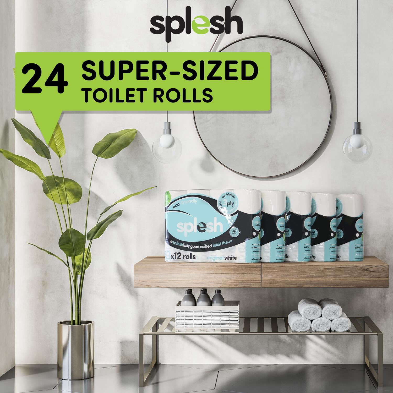 24 Rolls Splesh Toilet Roll Quilted White - Image 7