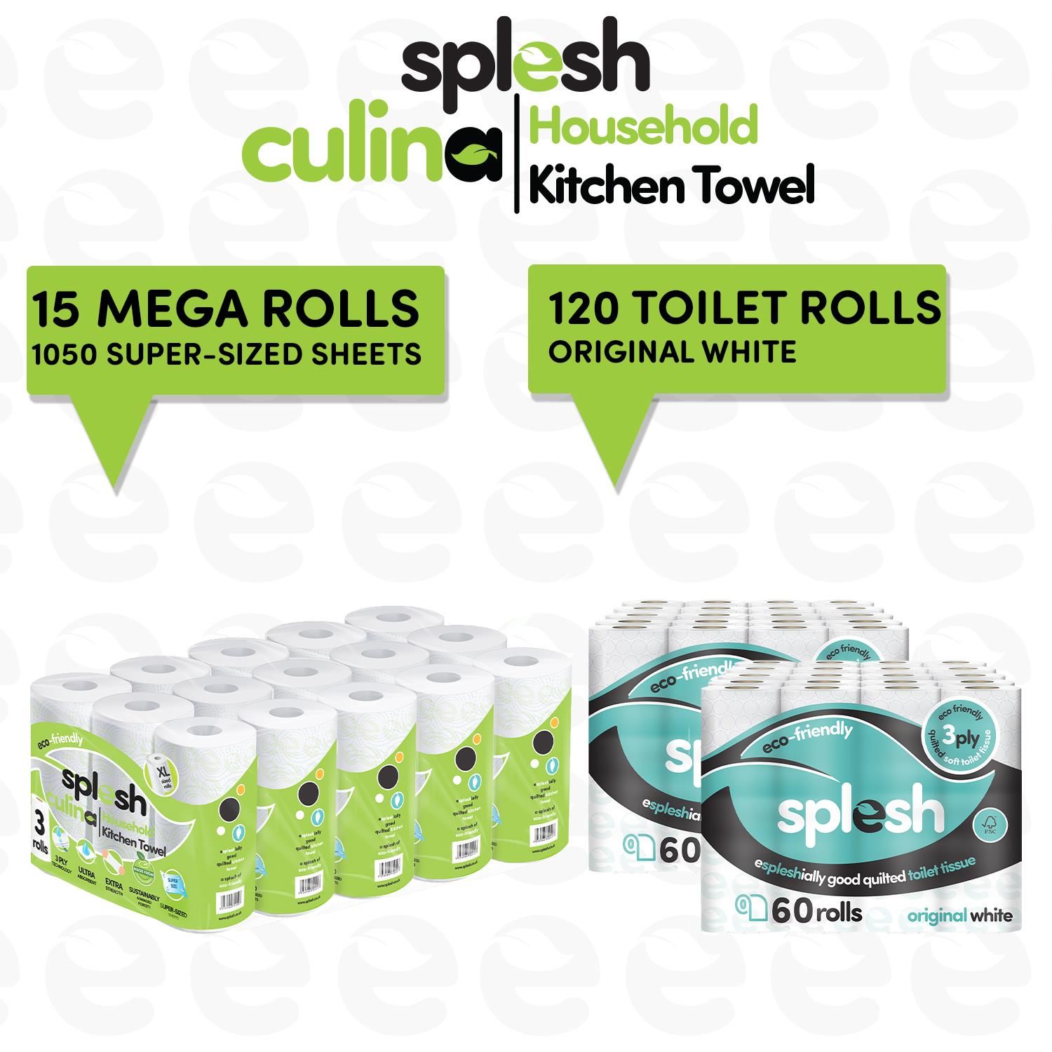 120 Rolls Splesh Toilet Roll Quilted White - Image 2
