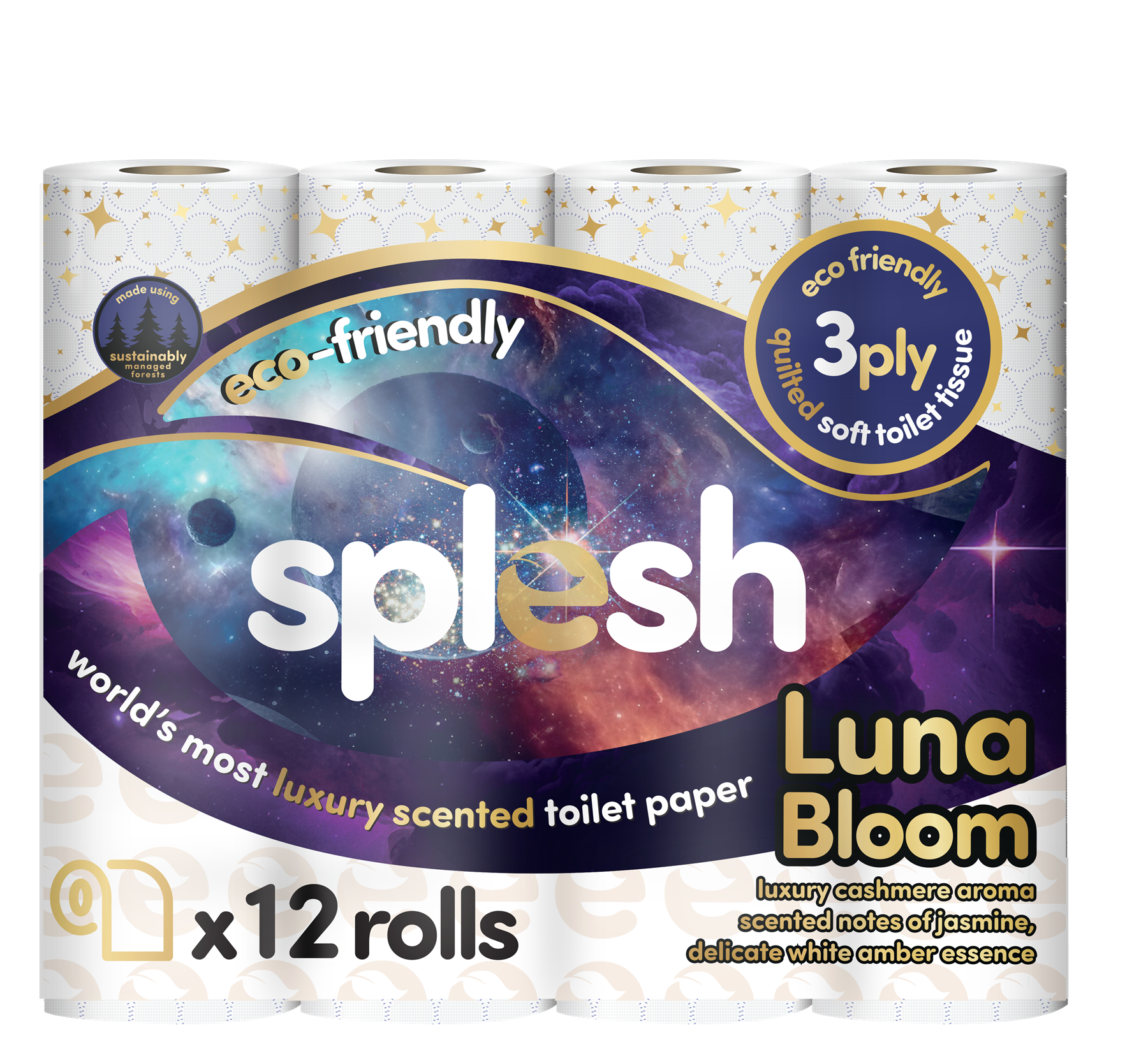 12 Luna Bloom Scented Toilet Rolls | 3-Ply Luxury - Image 2