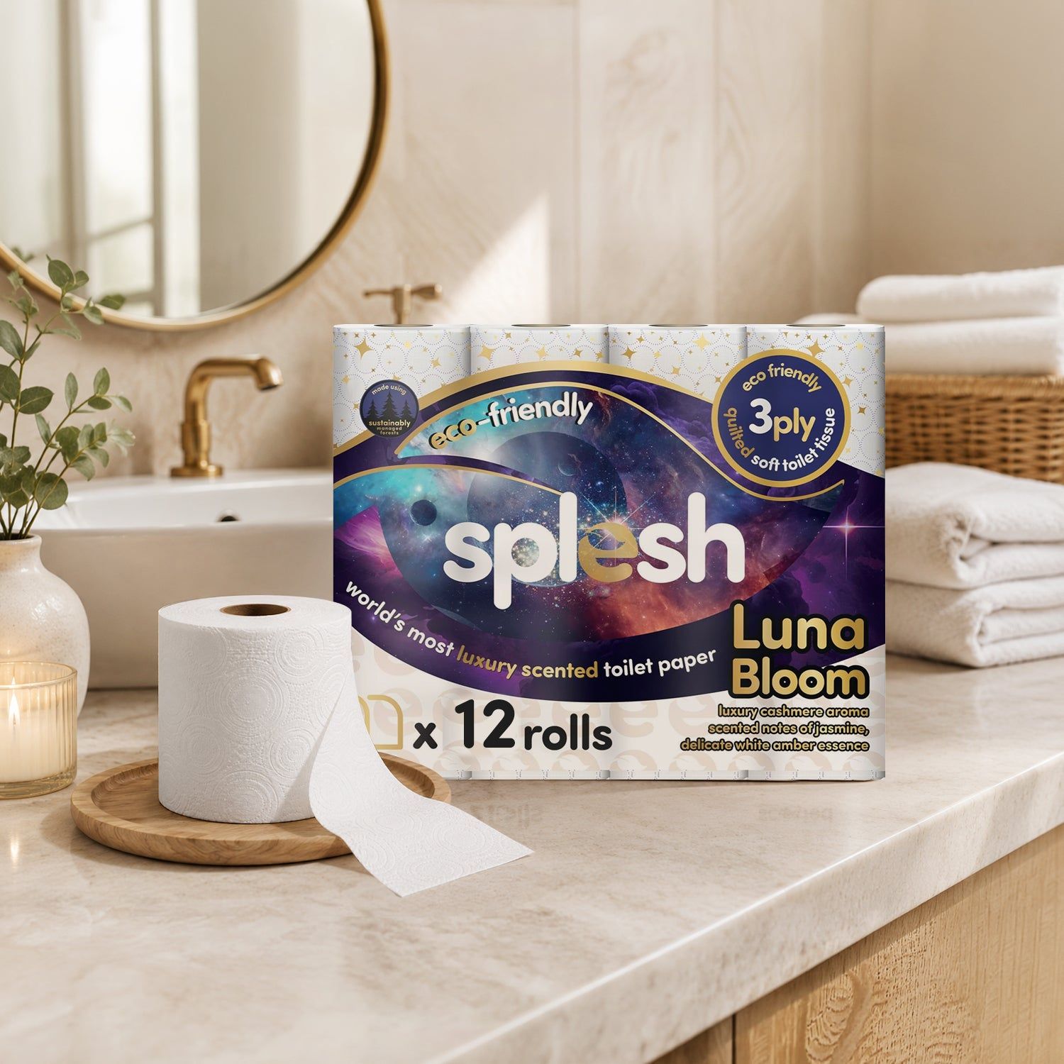 24 Luna Bloom Scented Toilet Rolls | 3-Ply Luxury - Image 4