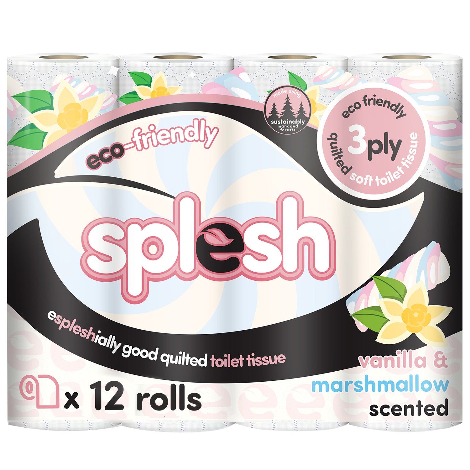 12 Vanilla & Marshmallow Toilet Rolls | 3-Ply Luxury - Image 2