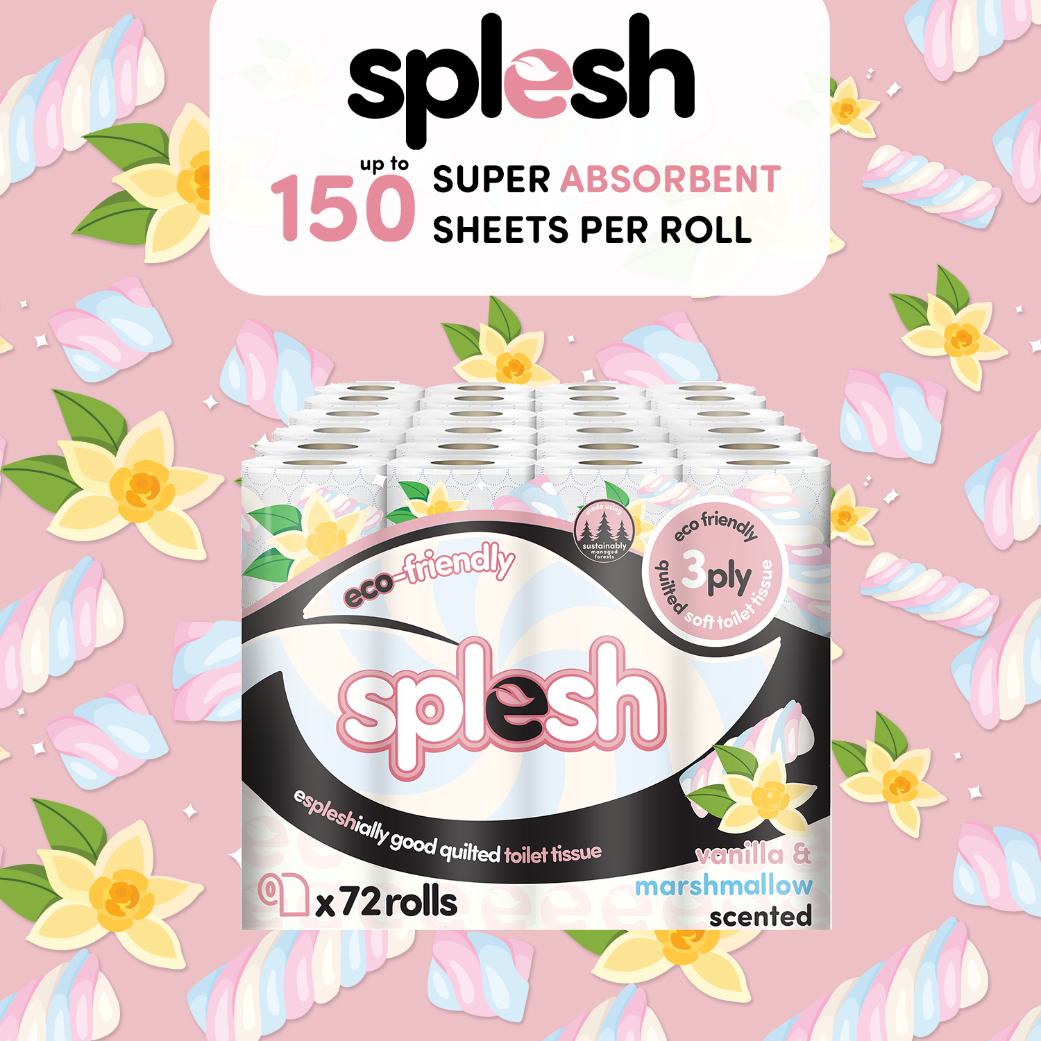12 Vanilla & Marshmallow Toilet Rolls | 3-Ply Luxury - Image 4