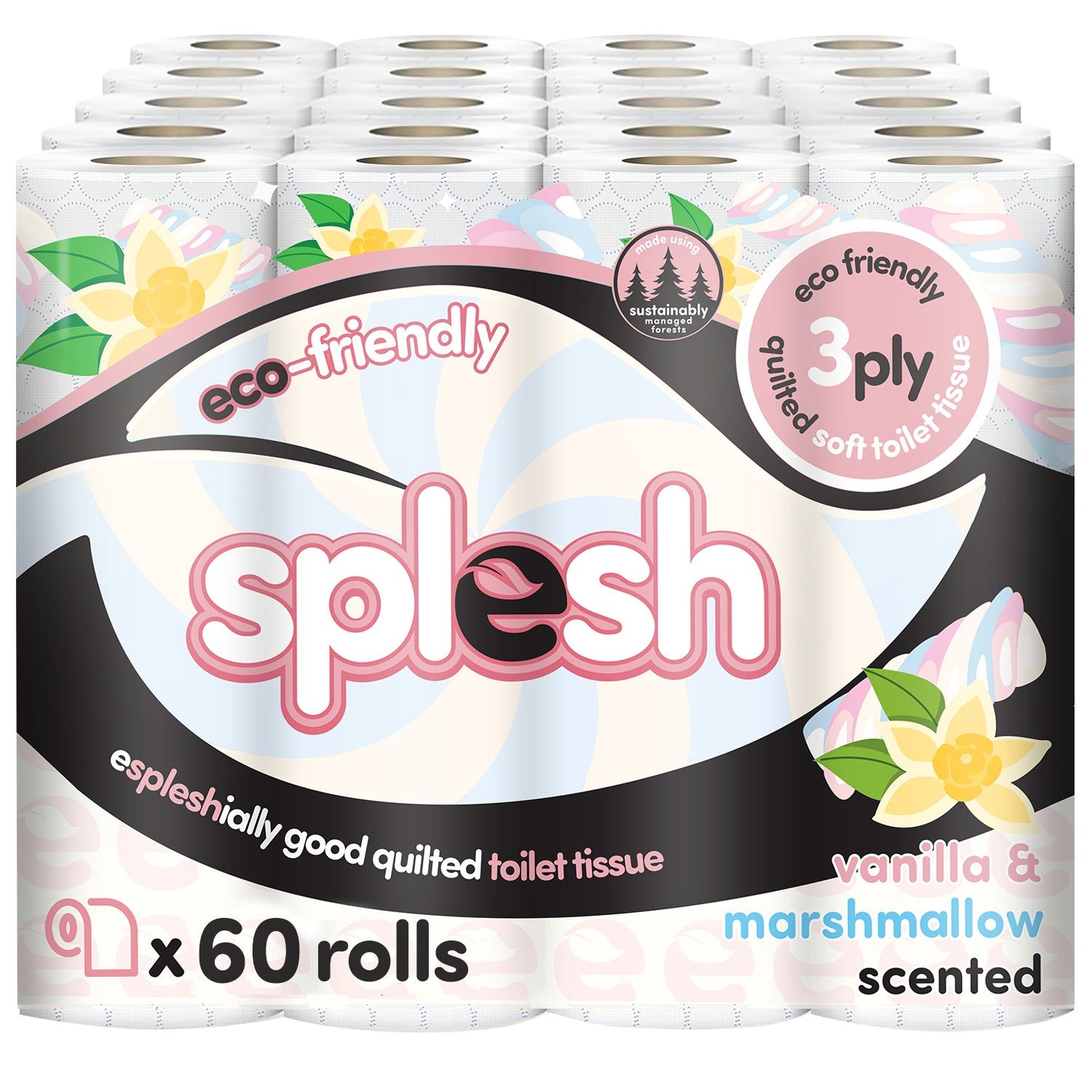 60 Vanilla & Marshmallow Toilet Rolls | 3-Ply - Image 2