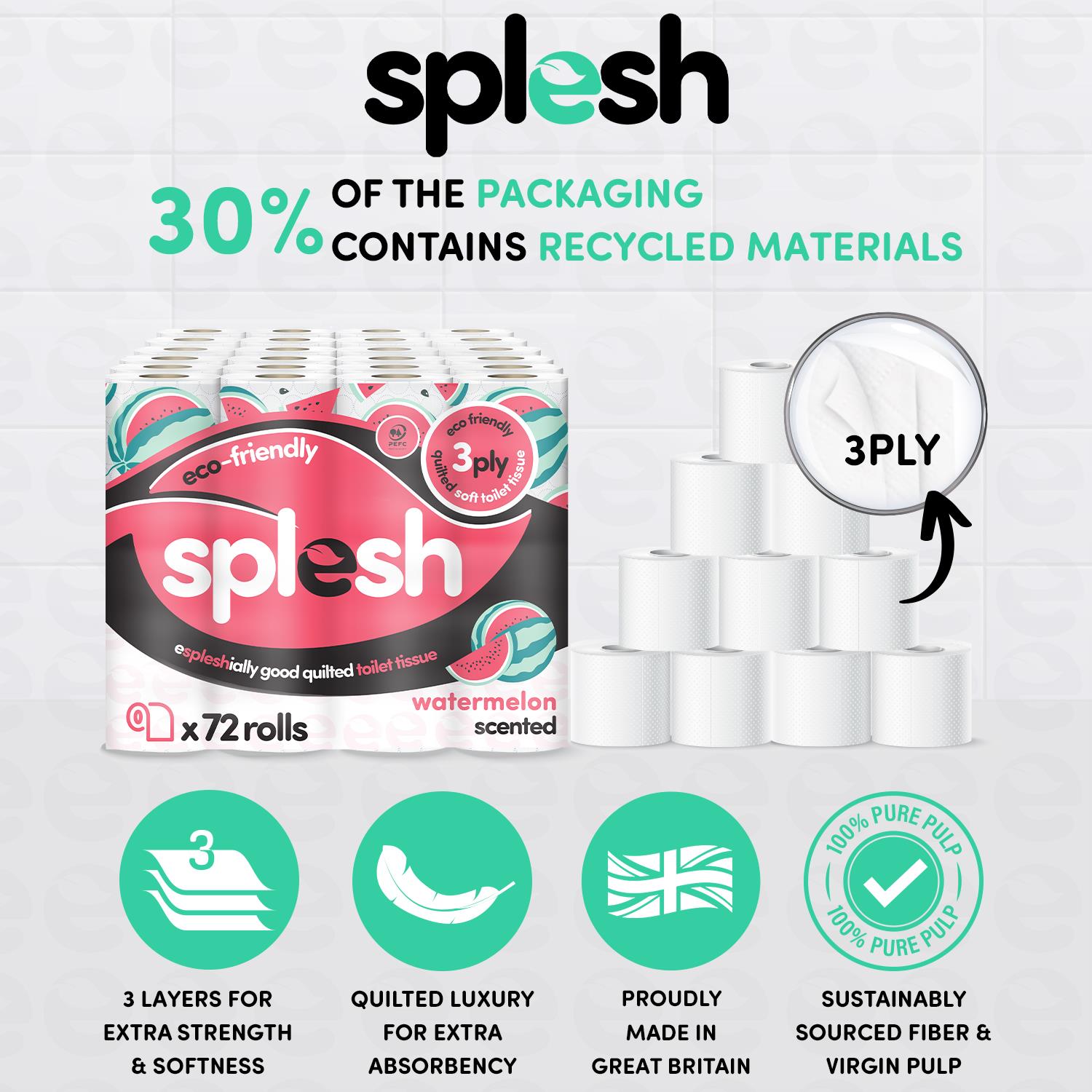 24 Watermelon Scented Toilet Rolls | Luxury 3-Ply - Image 3