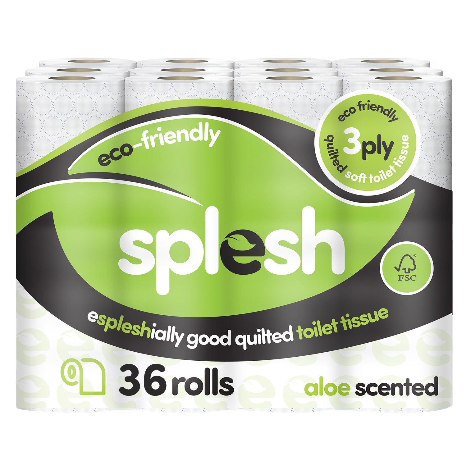 Splesh Toilet Roll Eco-Friendly, Soft & Quilted, Aloe Vera 36 Rolls - Image 2