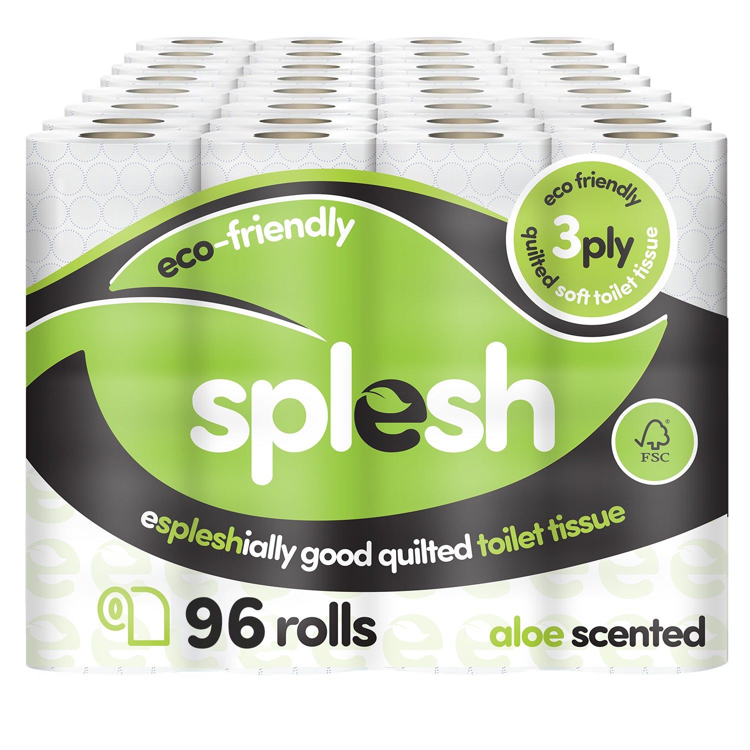 Splesh Toilet Roll Eco-Friendly, Soft & Quilted, Aloe Vera 96 Rolls - Image 2