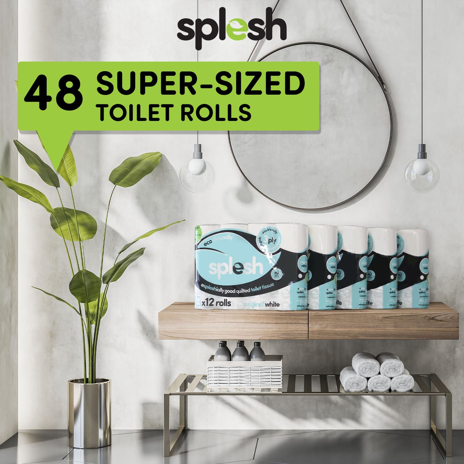 Splesh 48 Rolls Quilted Toilet Paper + 12 Culina Kitchen Towels - Image 7
