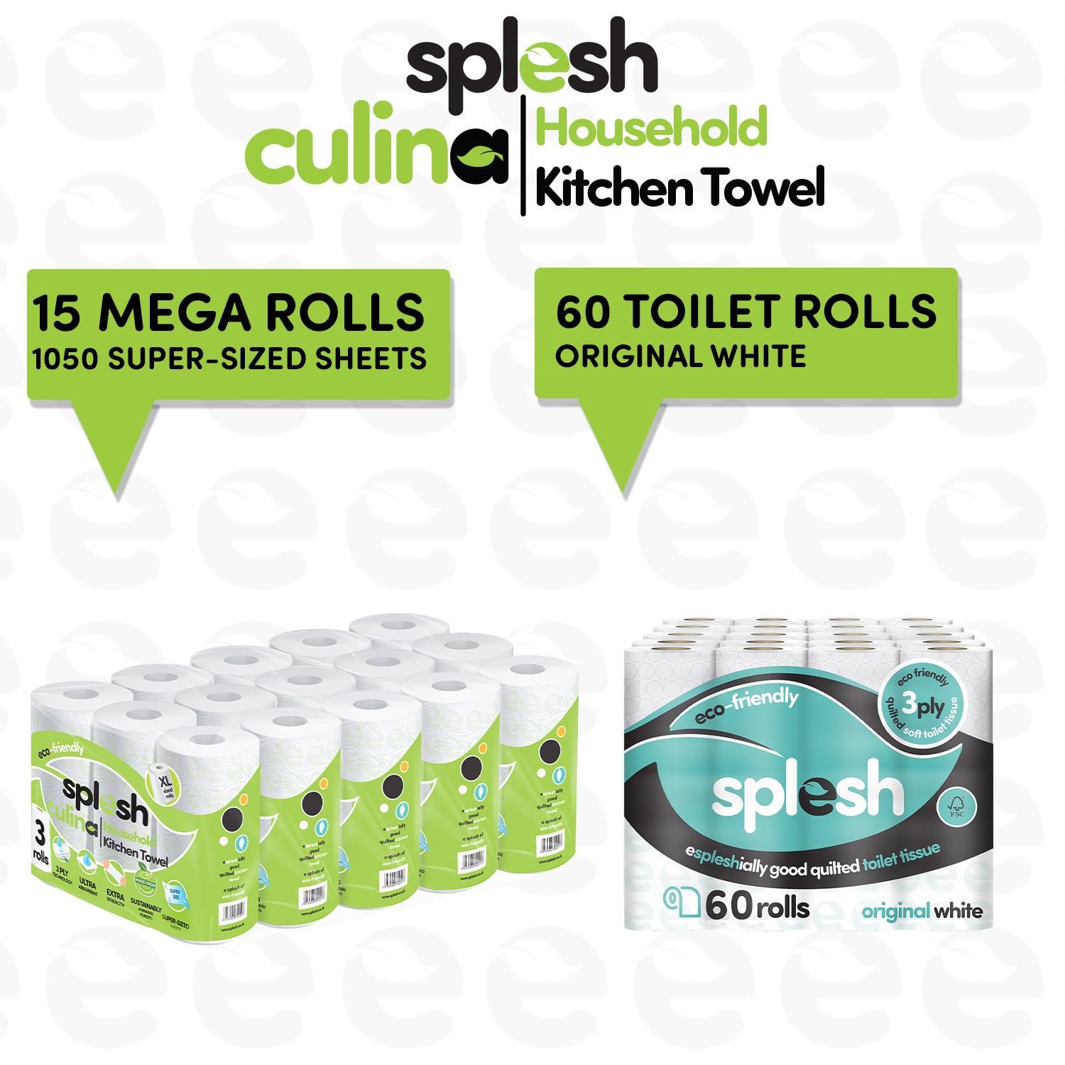 60 Rolls Splesh Toilet Roll Quilted White - Image 2