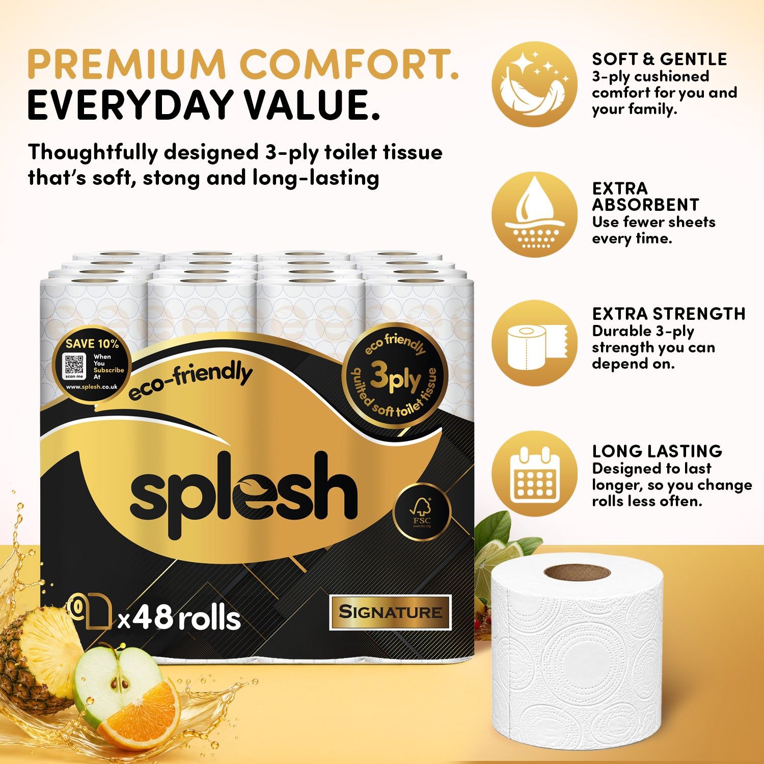 Splesh Signature Scented Toilet Paper (48 Rolls, 3-Ply) - Image 3
