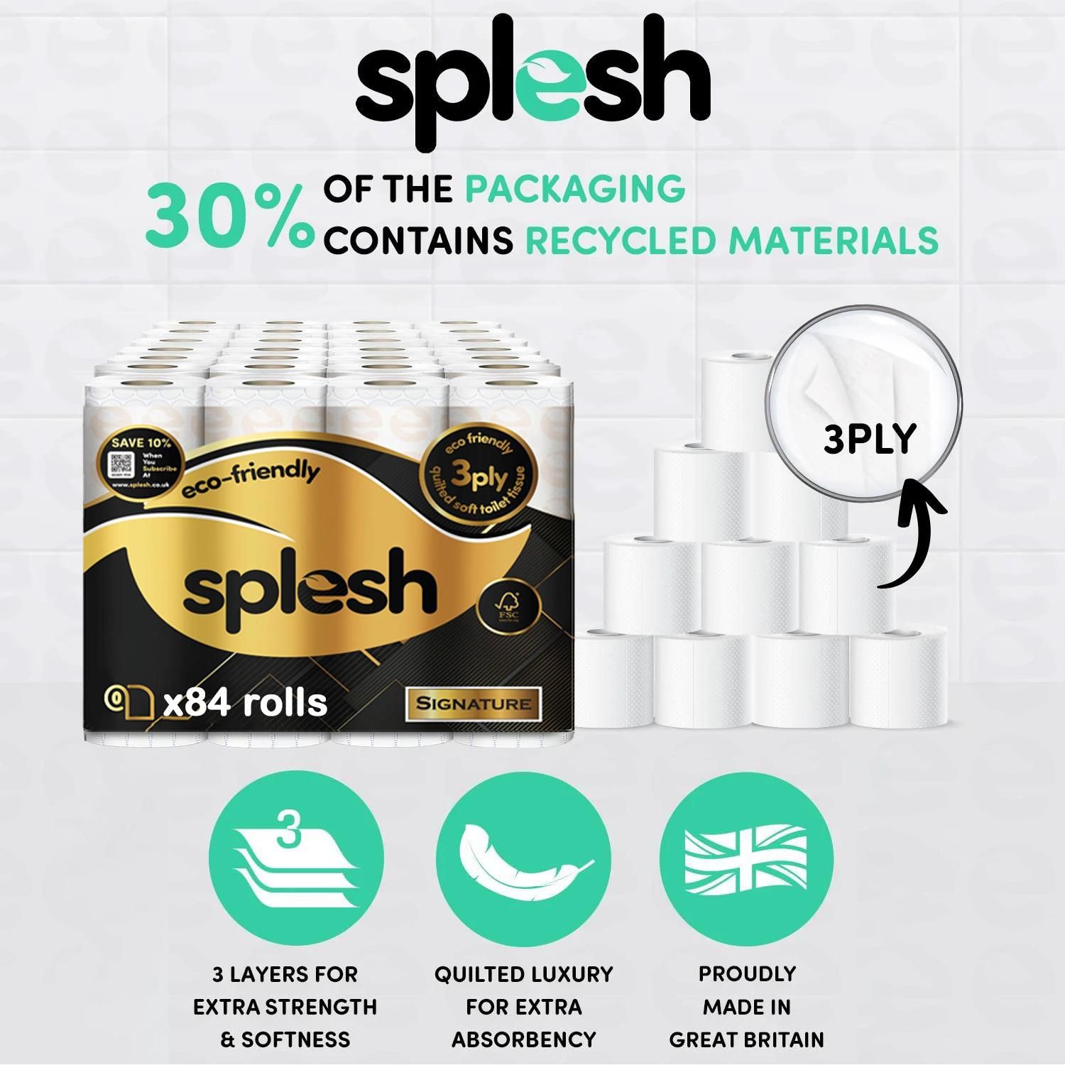 Splesh Signature Scented Toilet Paper | 84 Pack 3-Ply - Image 3