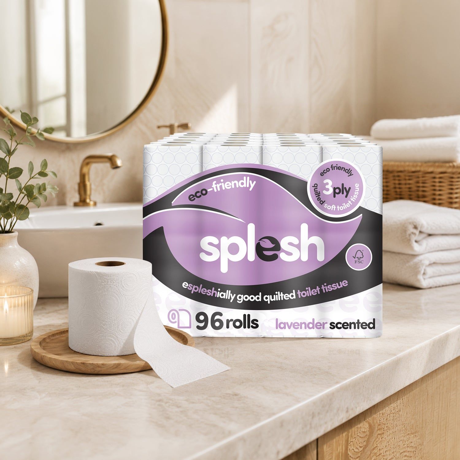 96 Lavender Quilted Toilet Rolls | Eco 3-Ply Tissue - Image 5