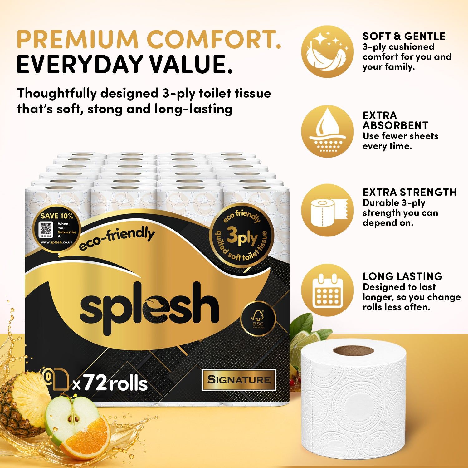Splesh Signature Scented Toilet Paper (72 Rolls, 3-Ply) - Image 3