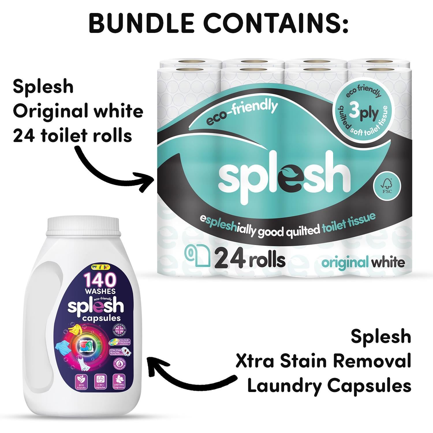 24 Rolls Splesh 3-Ply Toilet Paper + 3-in-1 Laundry Capsule - Image 2